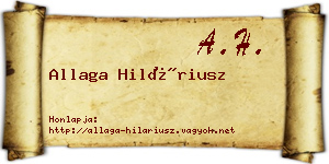 Allaga Hiláriusz névjegykártya
